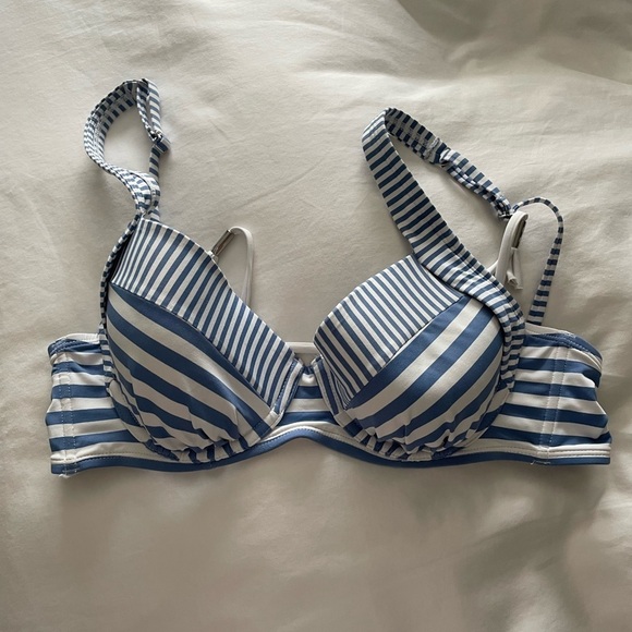 Tommy Bahama Other - Tommy Bahama Blue Striped Lace Back Bikini Top Size 36C